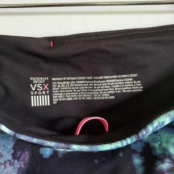 Victoria's Secret S Workout Leggings Oil Spill Wonderland Black Purple Blue VSX - Picture 8 of 12